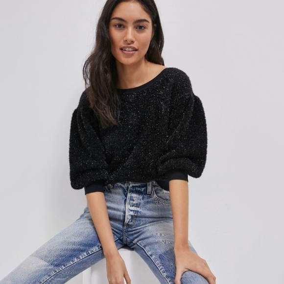 NWT Anthro Maeve Pamela Tinsel Shimmer Sweatshirt - Picture 2 of 10
